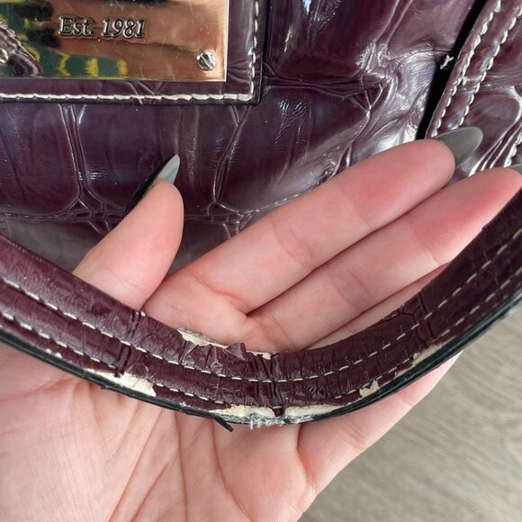 Y2K Guess Croc Embossed Tote Bag | Burgundy Patent Shoulder Bag - Picture 8 of 8